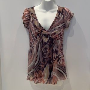 Unique Animal Print Blouse With Cross Over Fabric
